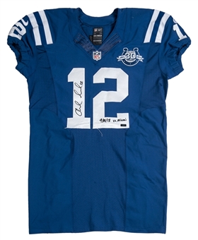 2013 Andrew Luck Game Used and Signed Photo Matched Indianapolis Colts Home Jersey (Panini COA) (9/15/13)